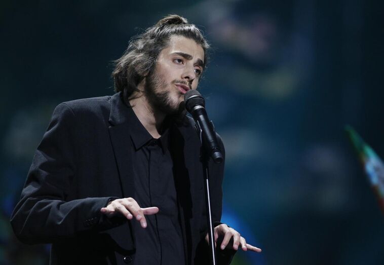 Salvador Sobral e a namorada na Eurovisão