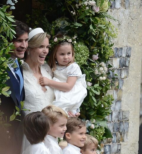 George e Charlotte no casamento de Sophie Carter
